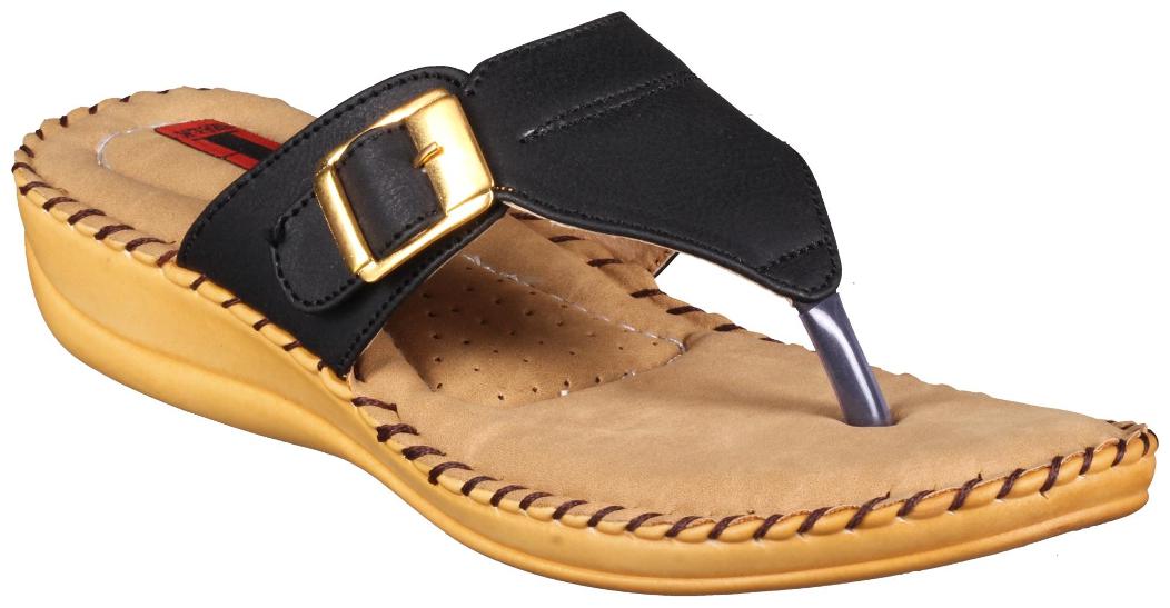 

1 WALK COMFORTABLE DR SOLE WOMEN FLATS SANDALS FANCY WEAR PARTY WEAR ORIGINAL SLIPPERS CASUAL FOOTWEAR BLACK