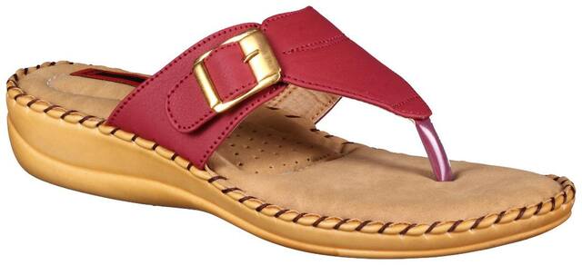 1 WALK COMFORTABLE DR SOLE WOMEN_FLATS/SANDALS/FANCY WEAR/PARTY WEAR/ORIGINAL/SLIPPERS/CASUAL FOOTWEAR_MAROON