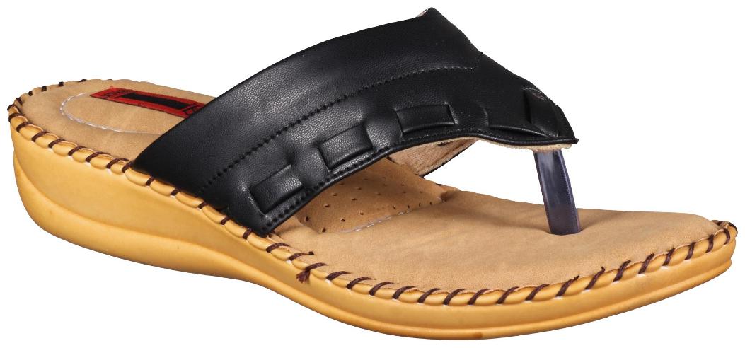 

1 WALK COMFORTABLE DR SOLE WOMEN--FLATS SANDALS FANCY WEAR PARTY WEAR ORIGINAL SLIPPERS CASUAL FOOTWEAR--BLACK