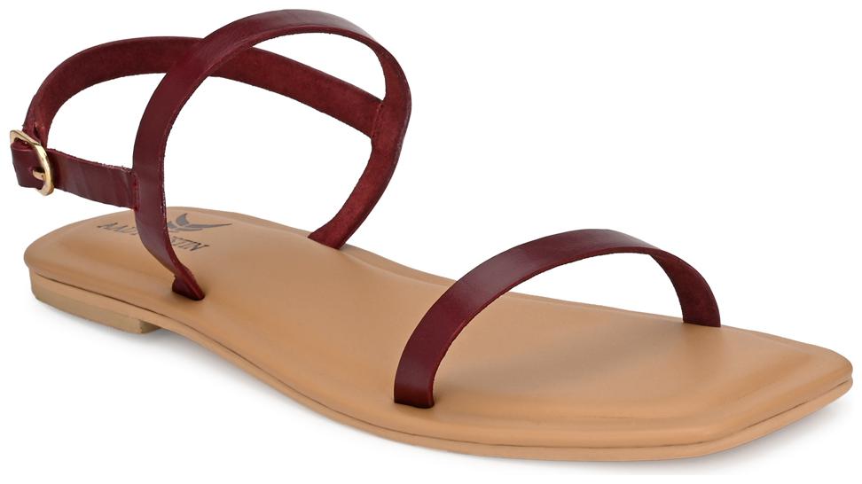 

AADY AUSTIN Women Maroon Open Toe Flats