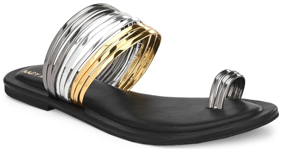 

AADY AUSTIN Women Gold Open Toe Flats
