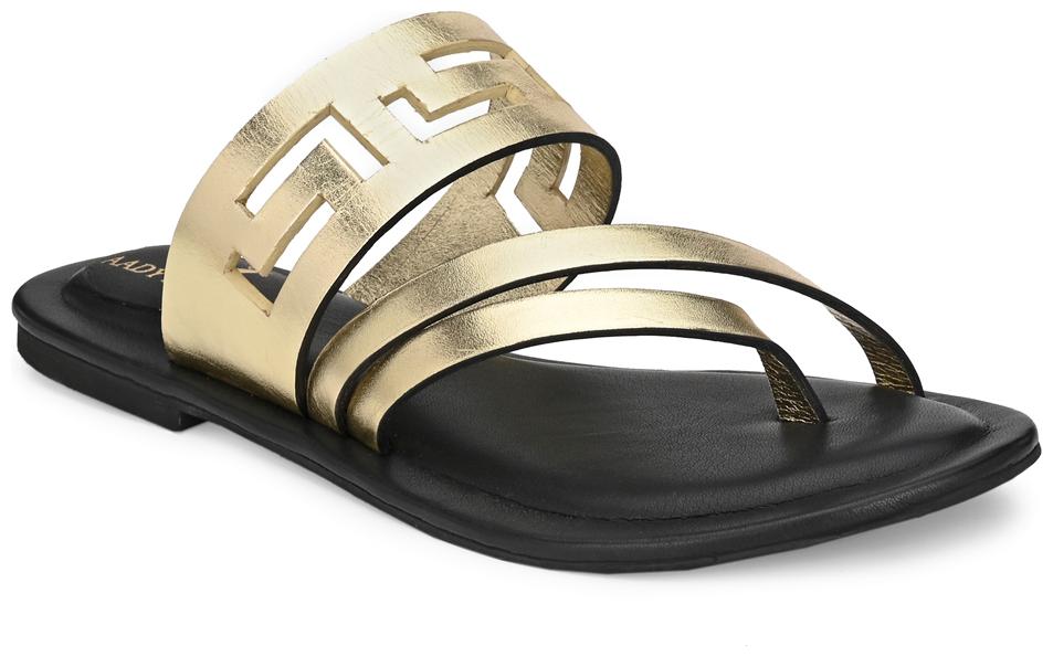 

AADY AUSTIN Women Gold Open Toe Flats