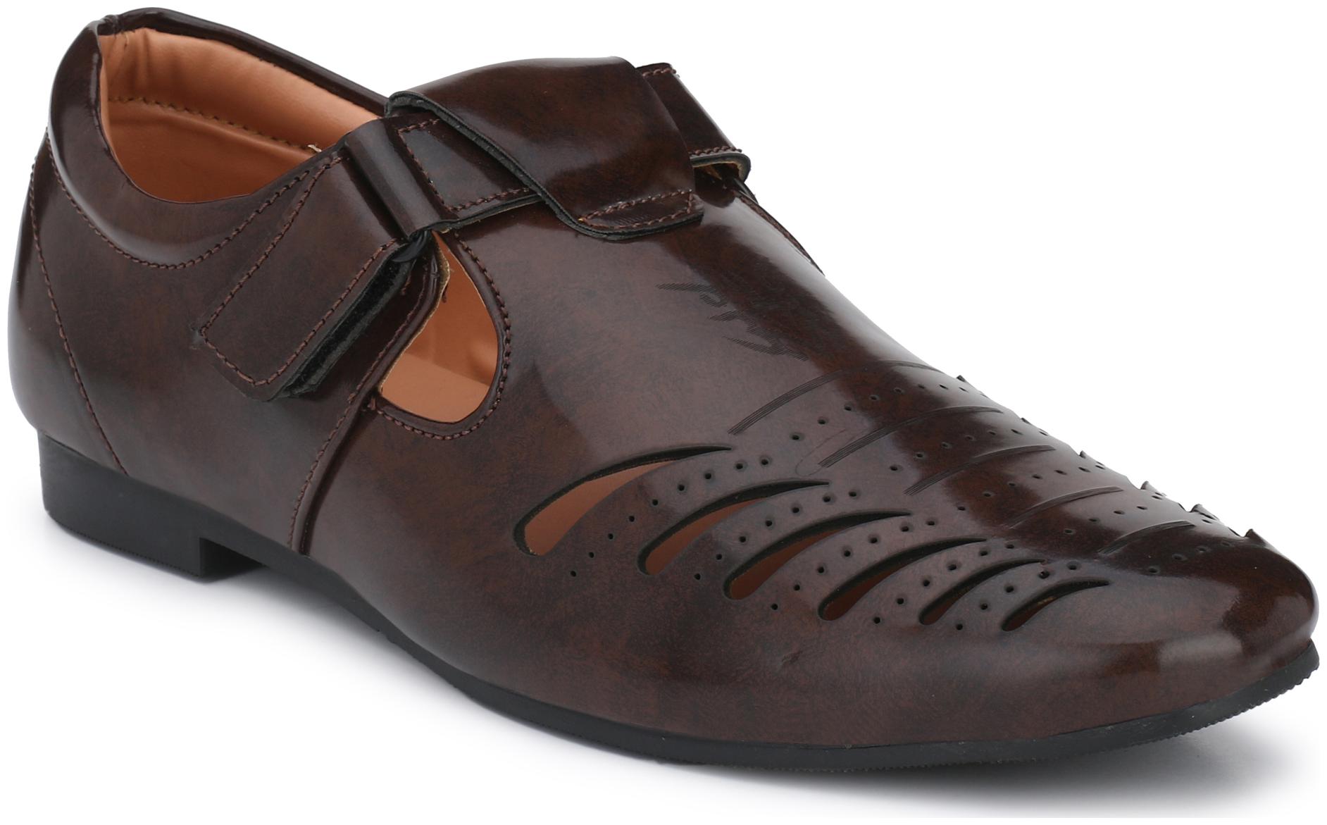 

Aaravin s Men s Brown Stylish Look Patent Slip on Sandal