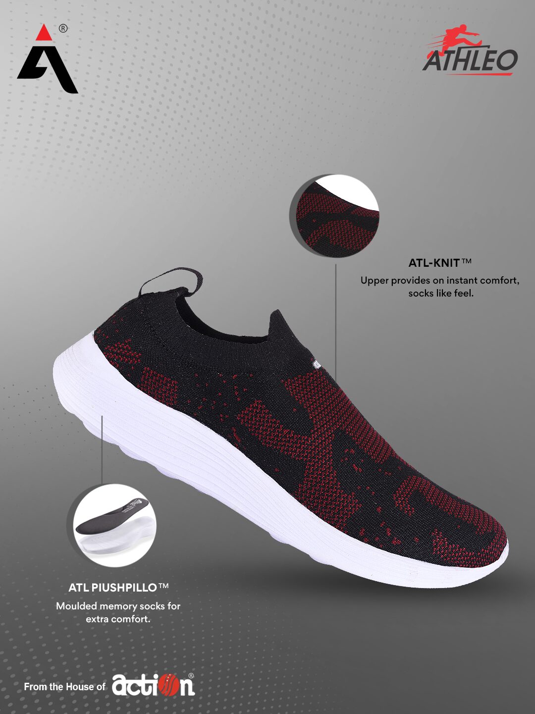 

Action Men Running Shoes ( Black Maroon )
