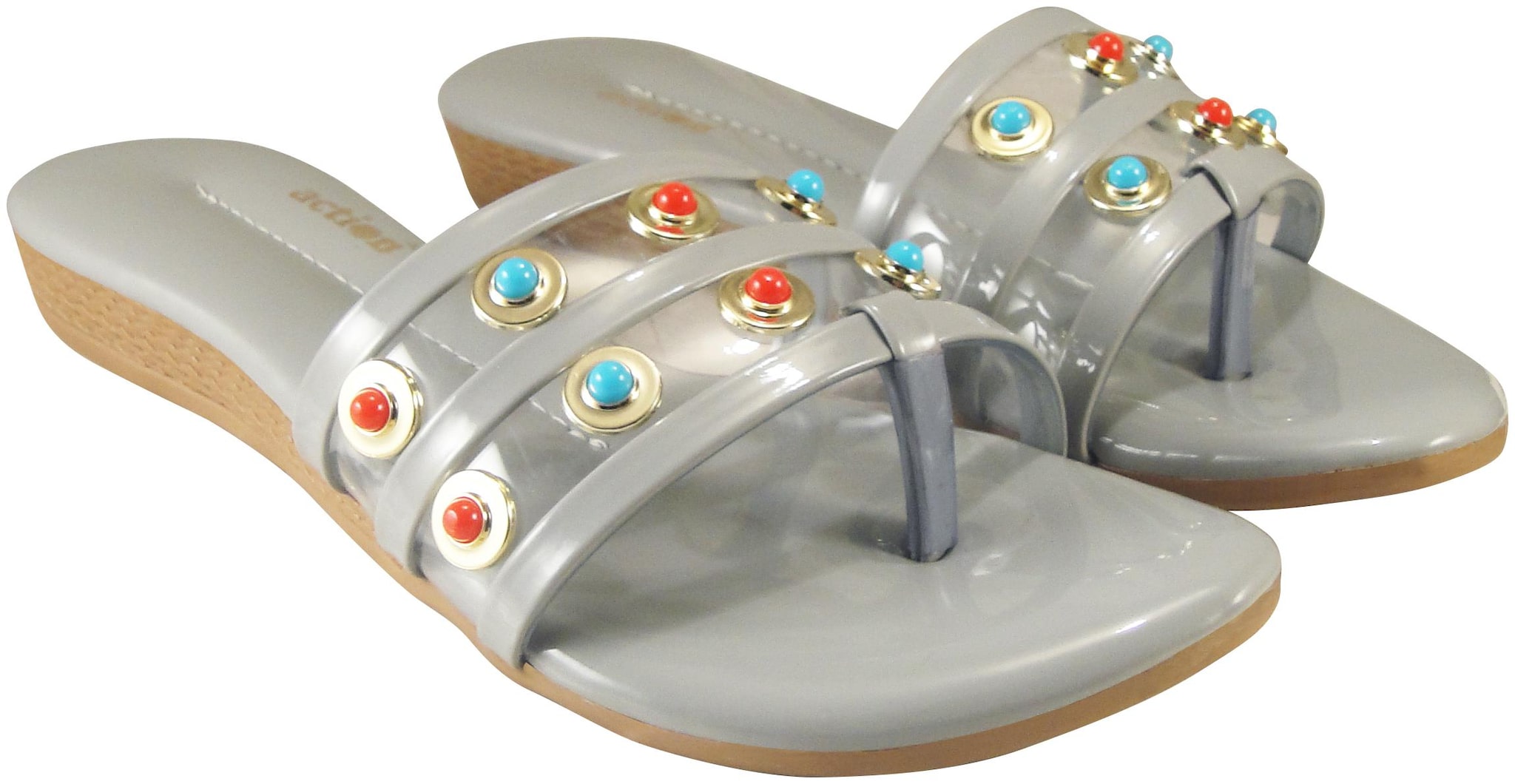 

Action Synergy Women Studded Flat Sandal MW03 Grey Size- 6