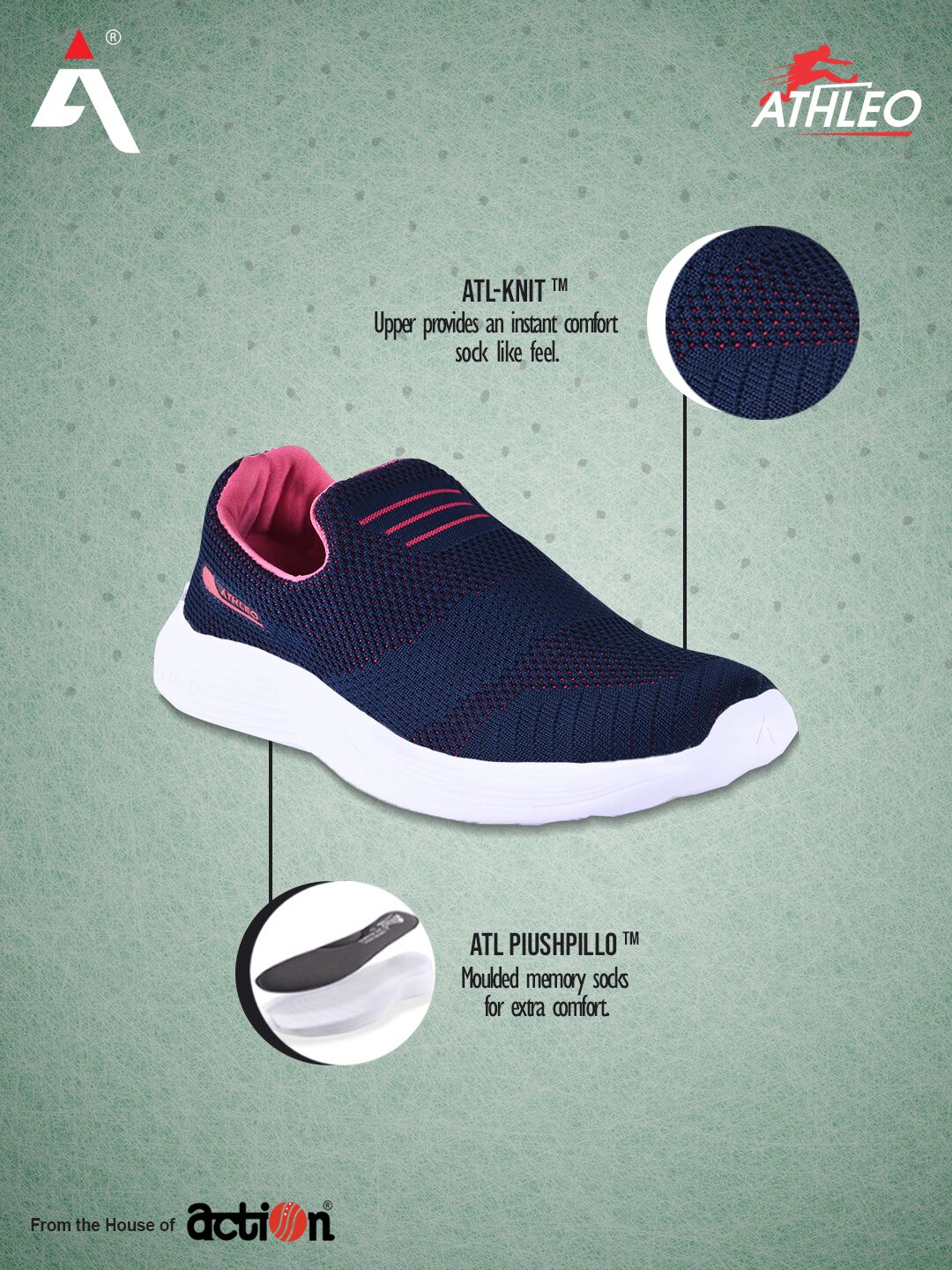 

Action Women ATL-16W-NAVY-PINK Running Shoes ( Navy Blue )
