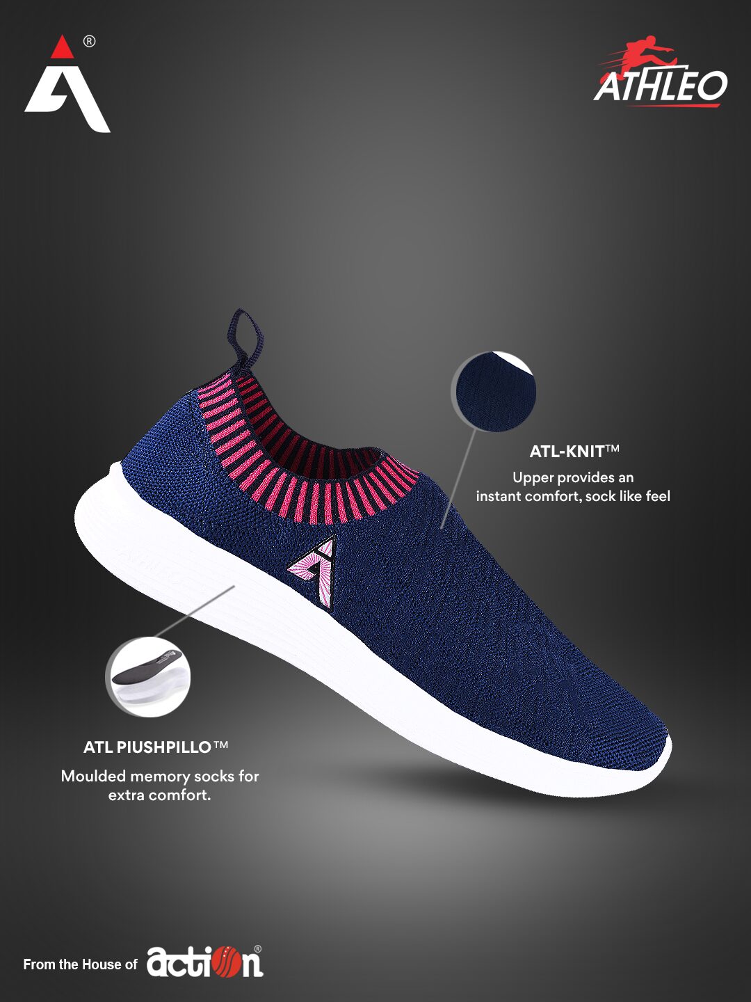 

Action Women ATL-76-NAVY-PINK Running Shoes ( Navy Blue )