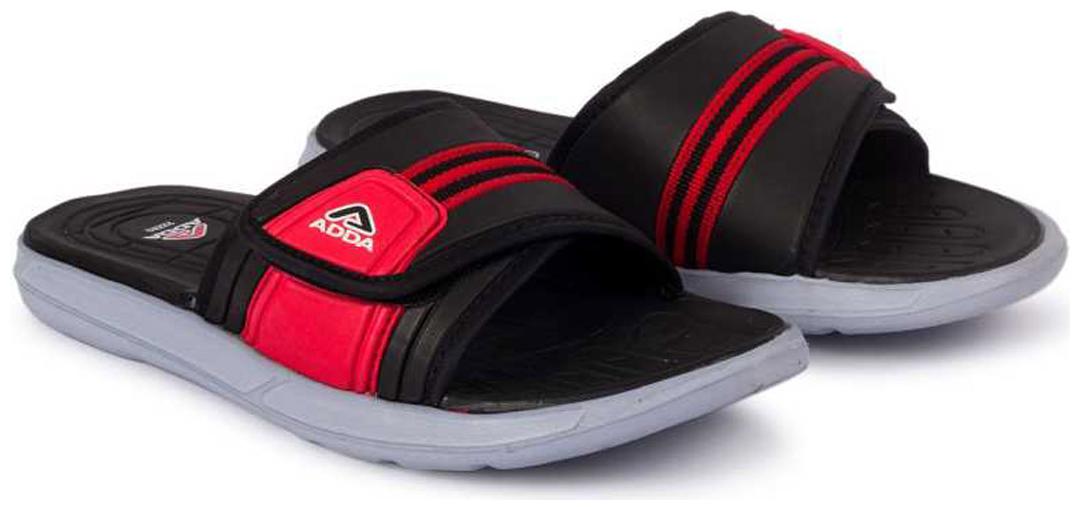 

ADDA Men Red Black Sliders - 1 Pair