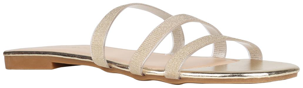 

Addons Women Gold Open Toe Flats