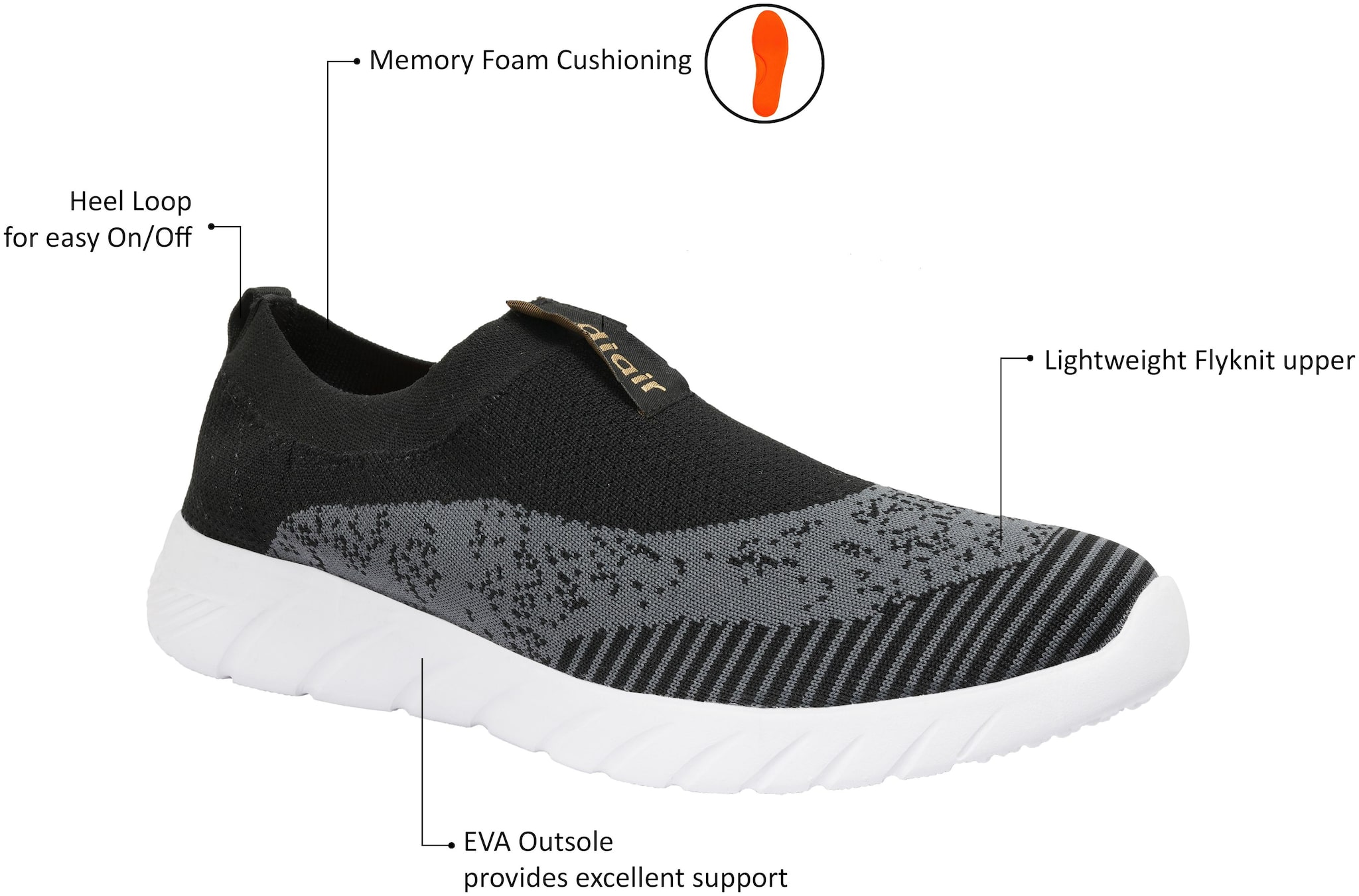 

Adiair Men Celtos Running Shoes ( Grey Black )