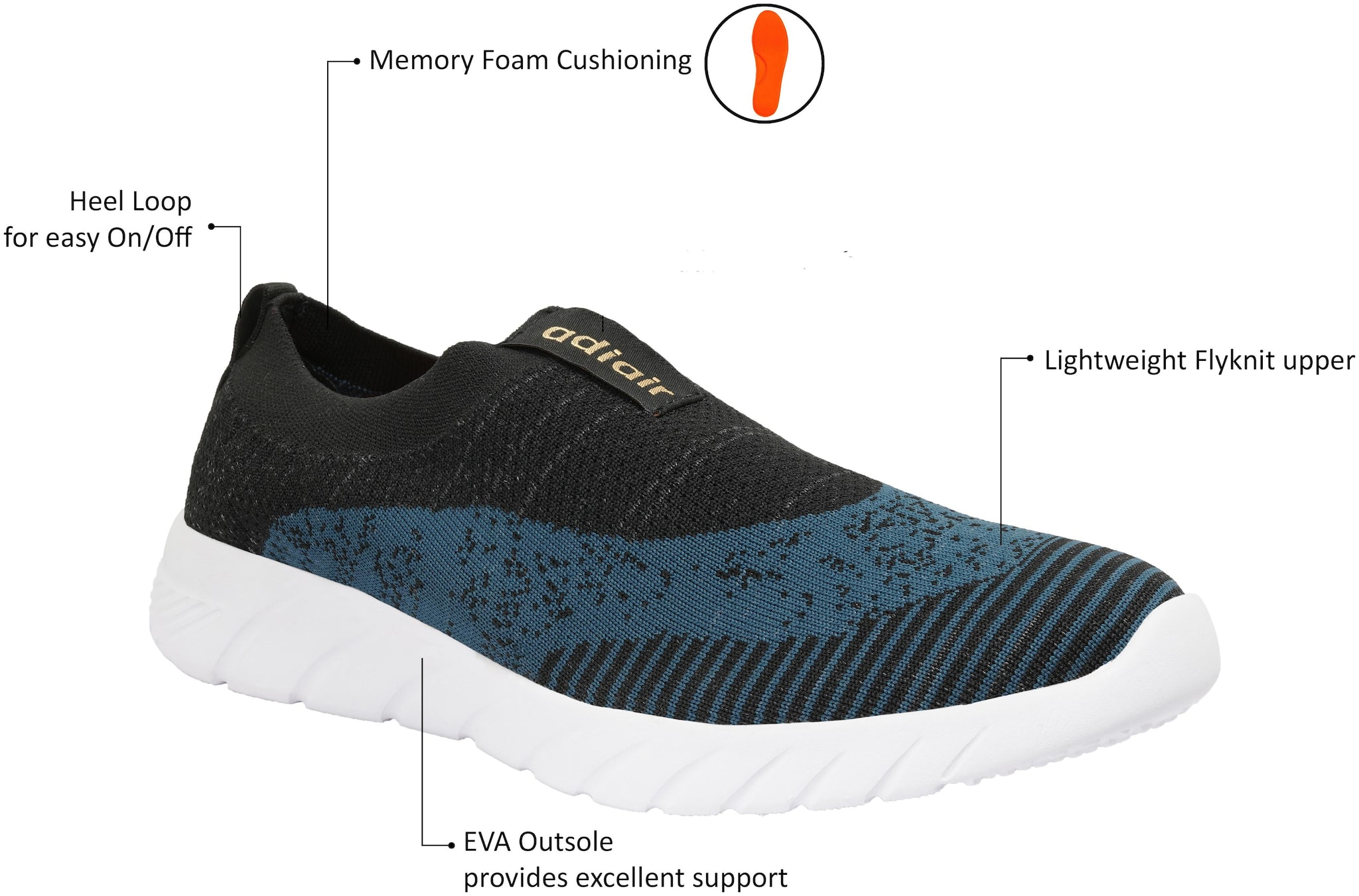 

Adiair Men Celtos Running Shoes ( Blue Black )
