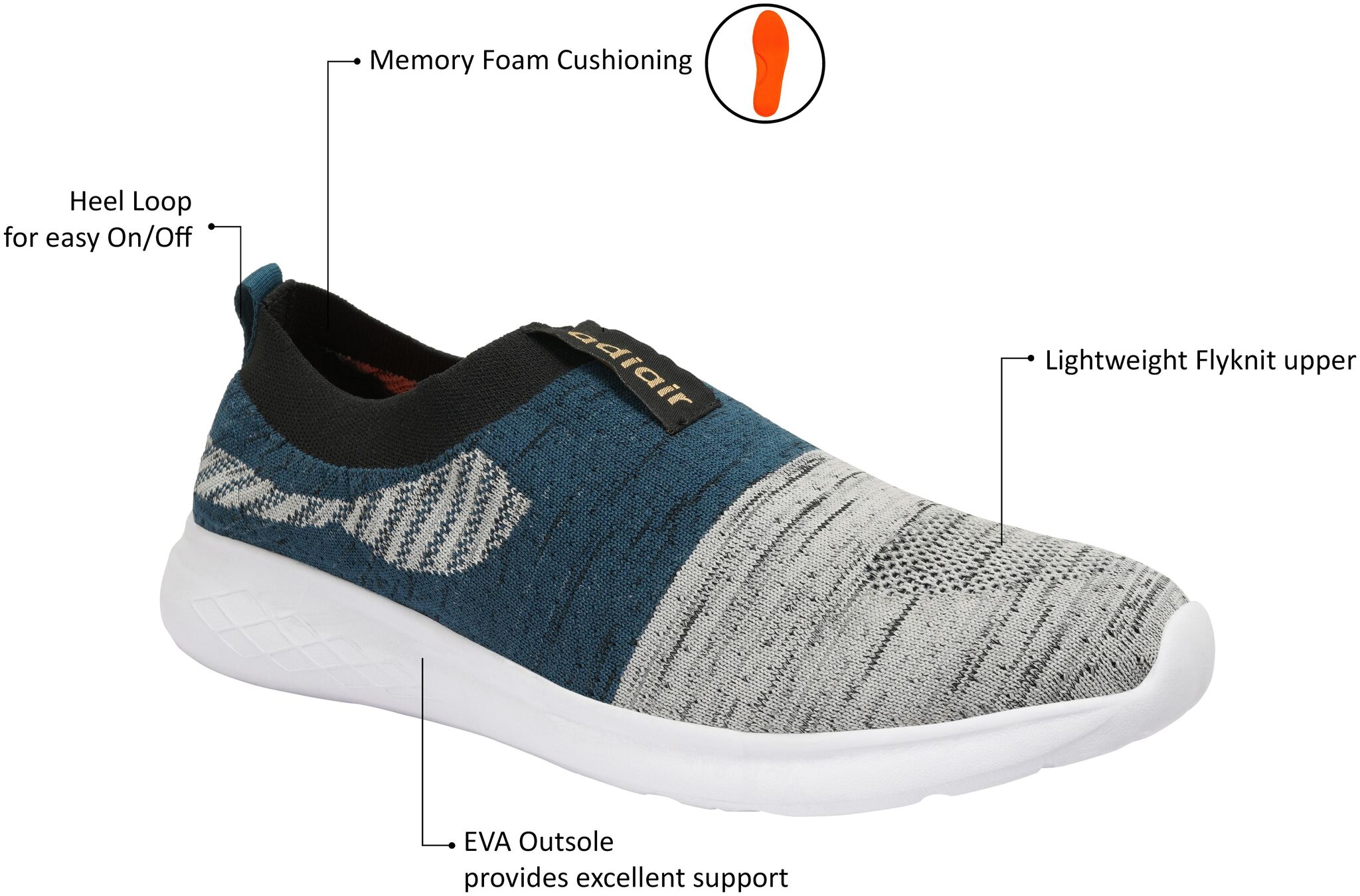 

Adiair Men Kia Running Shoes ( Grey Blue )