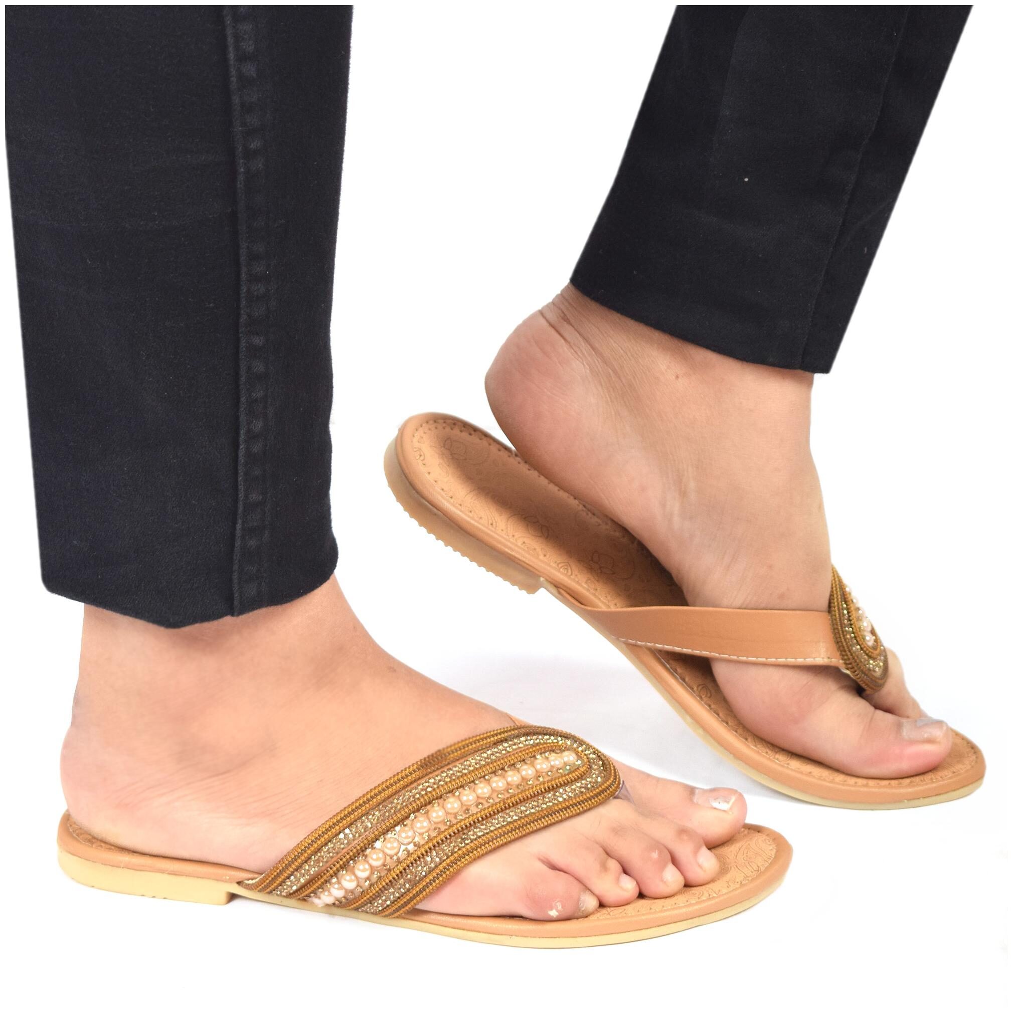 

AISHWARY GLAMS Women Brown Open Toe Flats