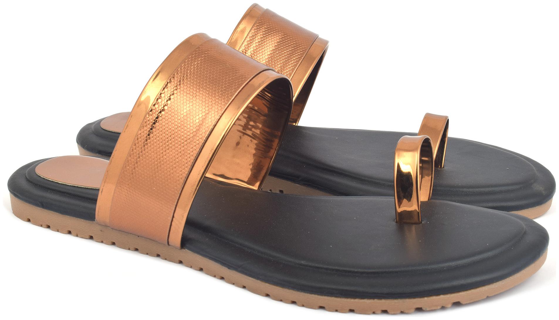 

AISHWARY GLAMS Women Bronze One Toe Flats