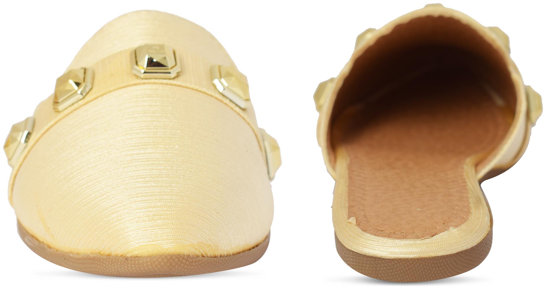 

AISHWARY GLAMS Women Gold Mules