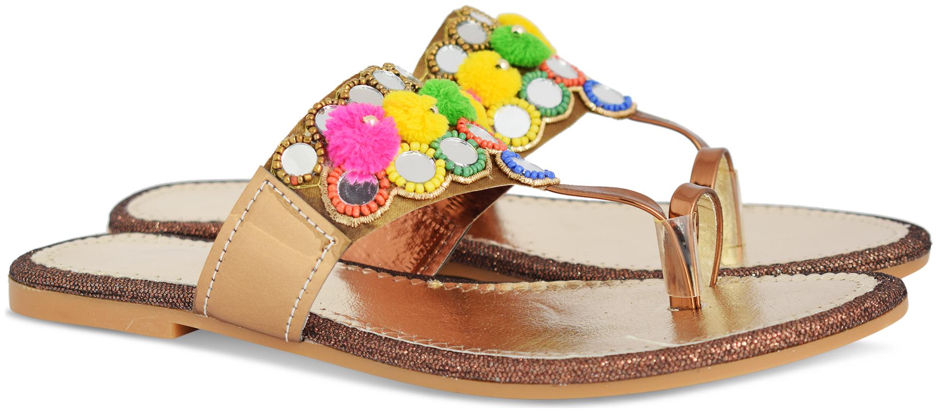 

AISHWARY GLAMS Women Multi-Color One Toe Flats