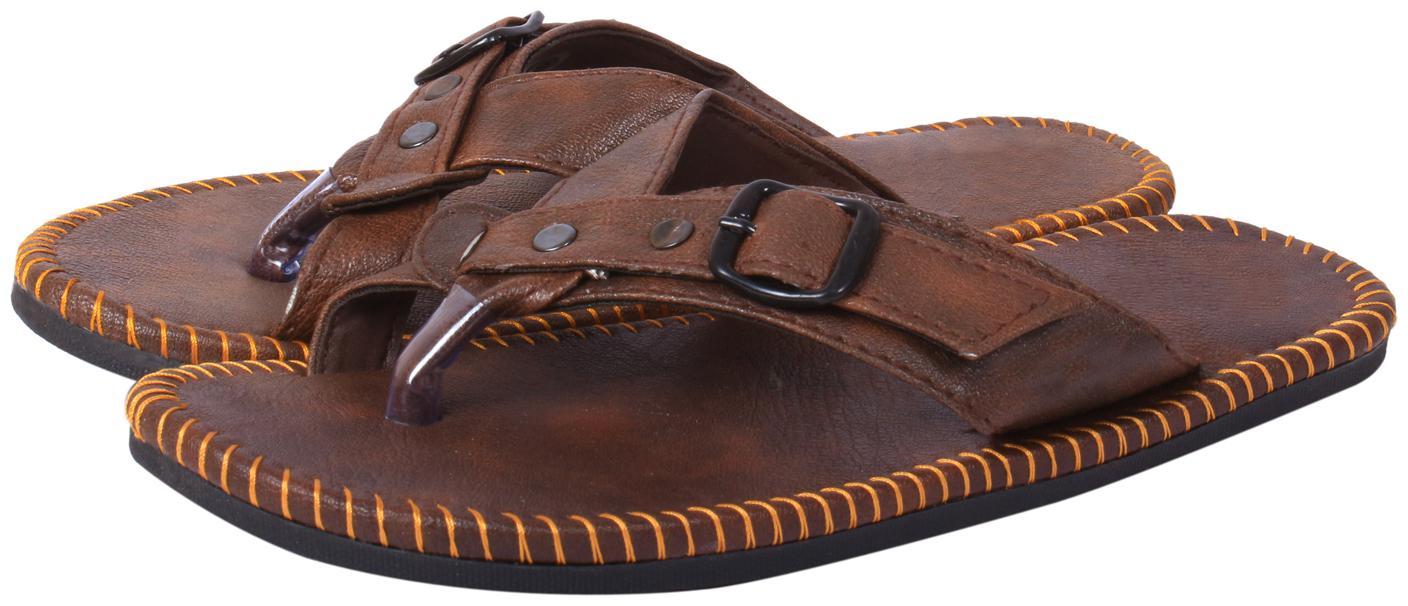 

Aishwary Glams Men Brown Synthetic Leather Slippers