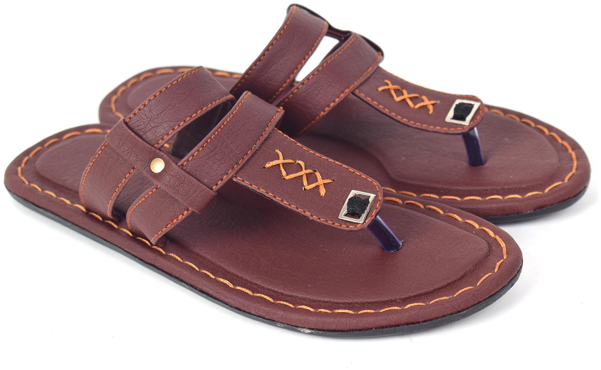 

Aishwary Glams Men Brown Synthetic Slippers