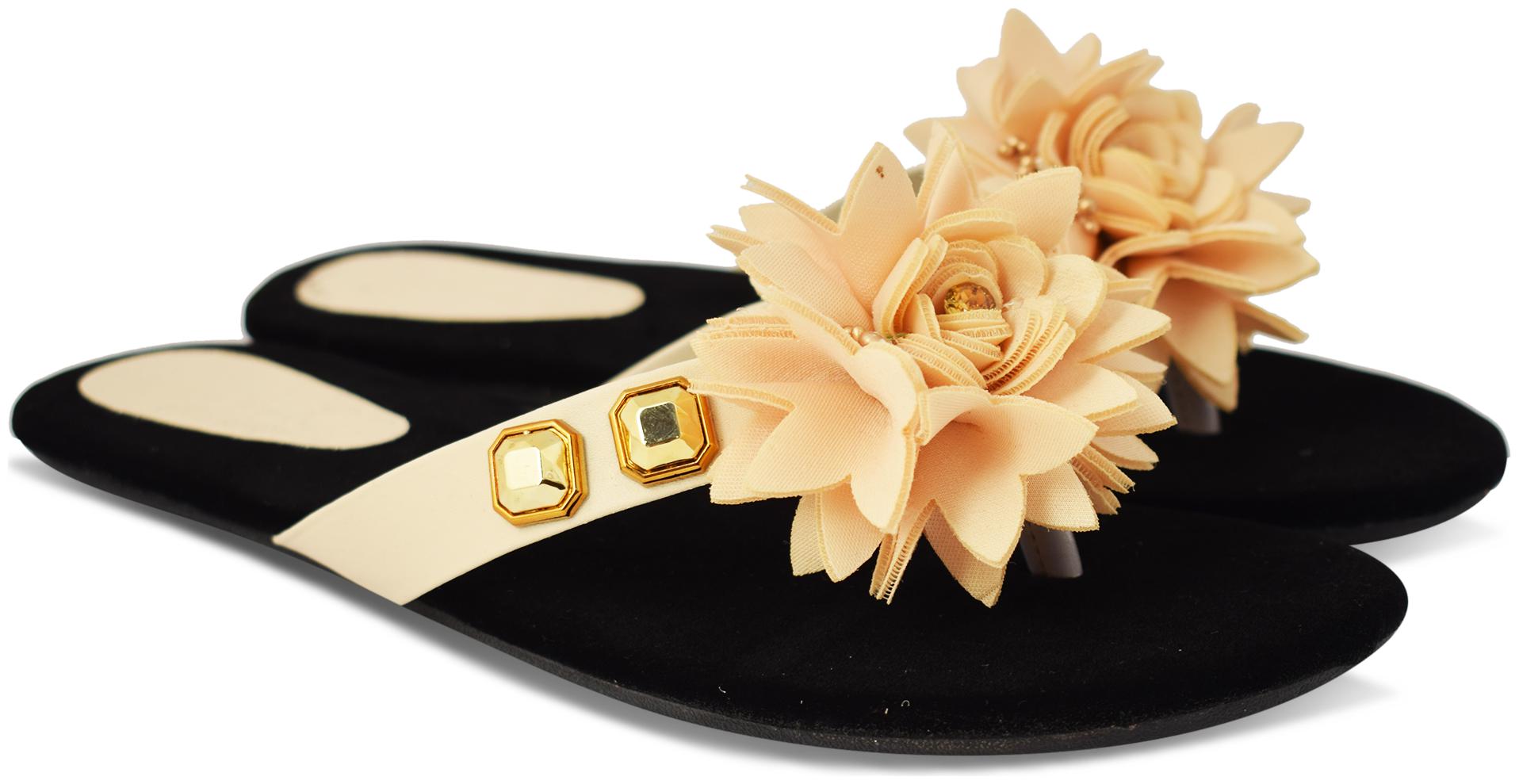 

AISHWARY GLAMS Women Cream One Toe Flats
