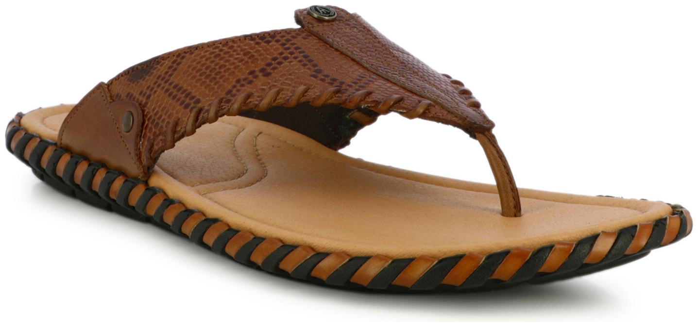 

Alberto Torresi Pattern Tan Leather Slippers For Men