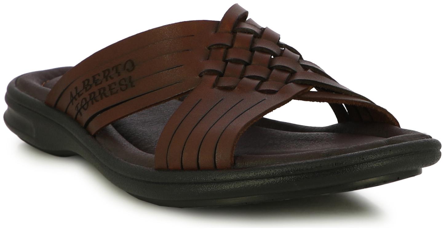 

Alberto Torresi Ramzy Brown Cross Band Slippers