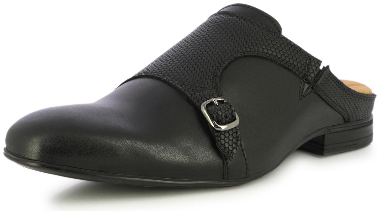

Alberto Torresi Kris Men s Black Buckled Mules