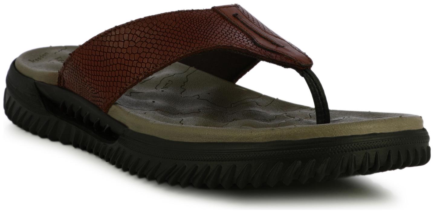 

Alberto Torresi Tan Genuine Leather Flip Flops For Men