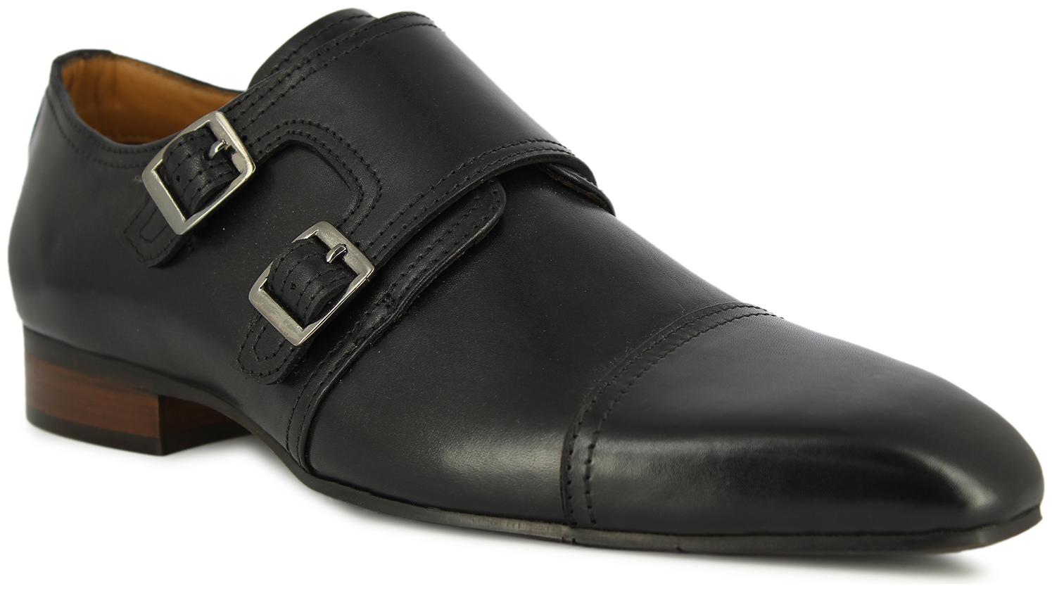 

Alberto Torresi Men Black Monk Shoes - 64653 BLACK - 64653