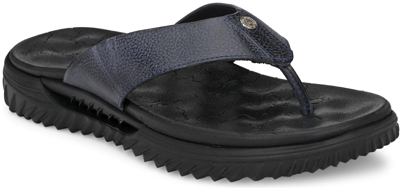 

Alberto Torresi Men s Leather Slippers In NAVY With Thick Sole