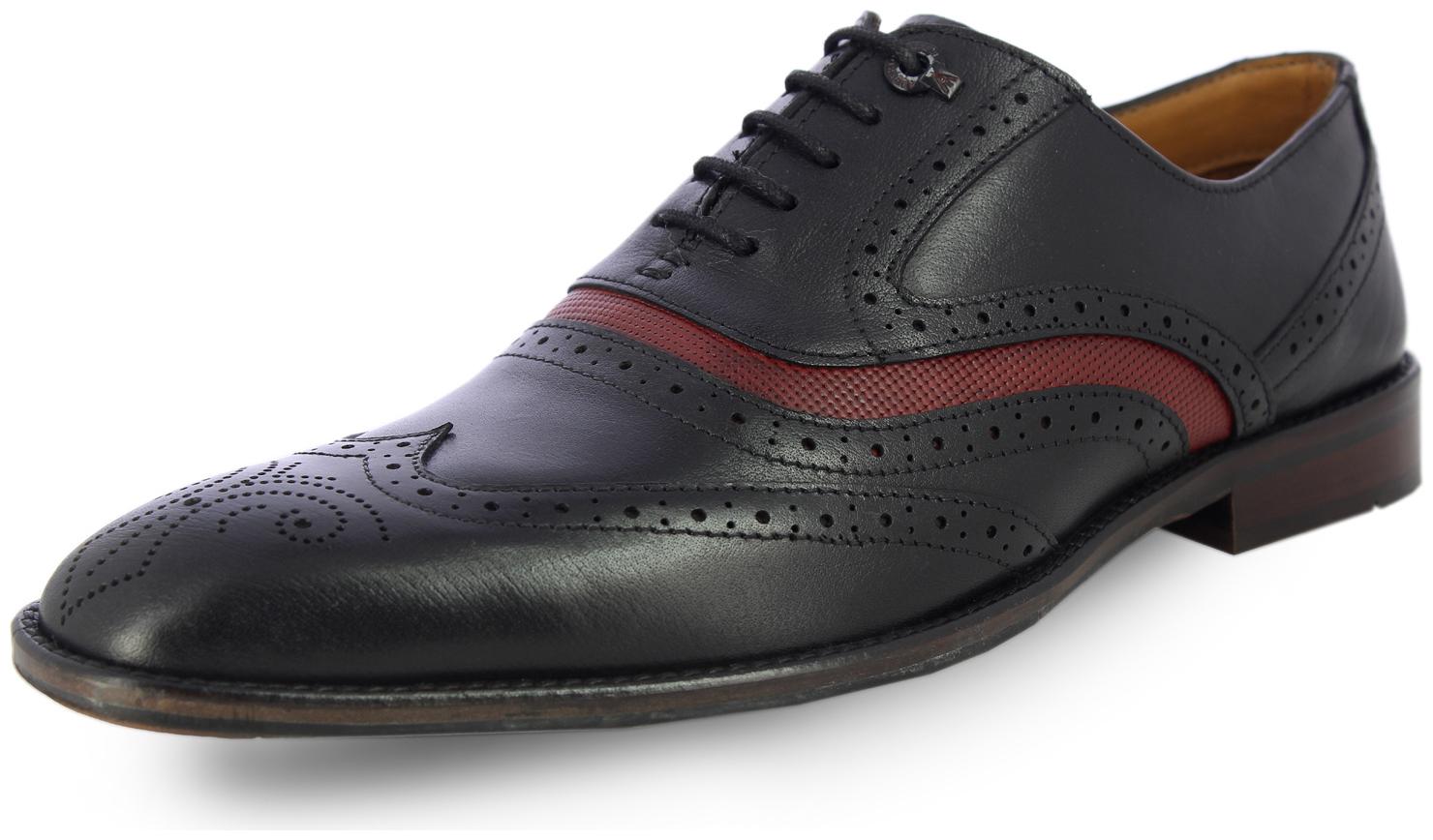 

Alberto Torresi Men Black Oxford Formal Shoes - 63368 BLACK RED - 63368