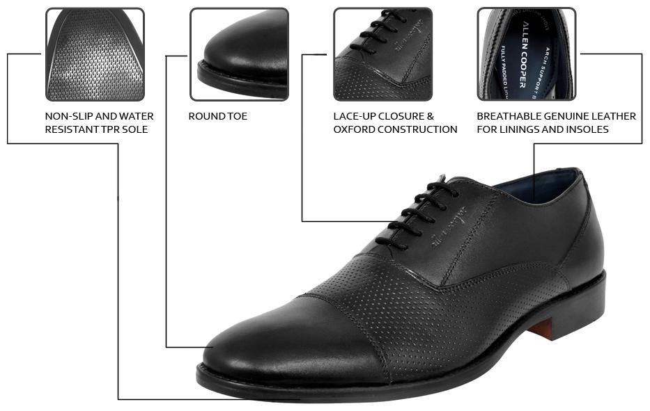 

Allen Cooper Men s Black Genuine leather Comfortable Stylish Formal Shoes ACFS-8061