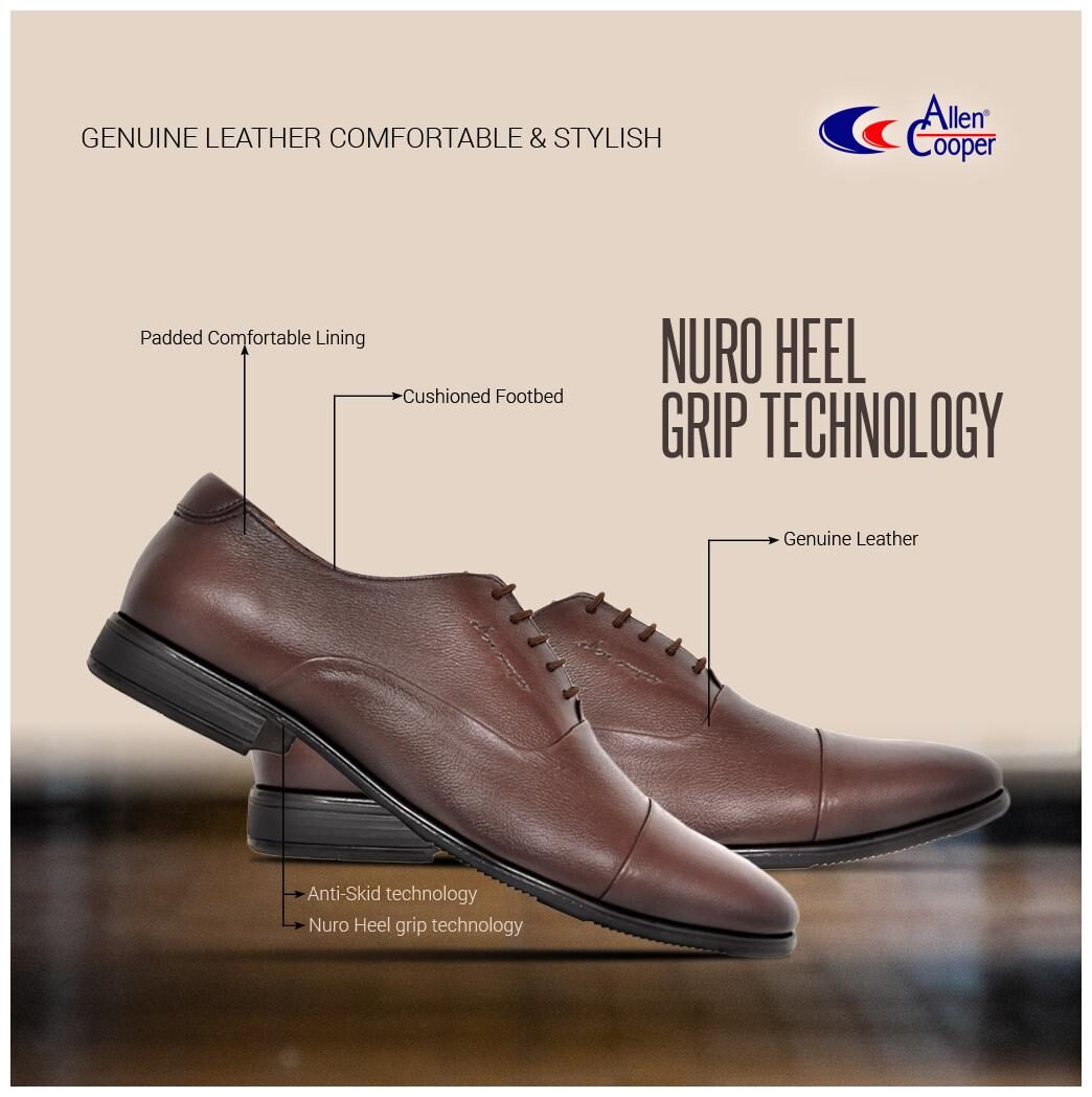 

Allen Cooper Men s Wood color Genuine leather Comfortable Stylish Formal Shoes ACFS-8064