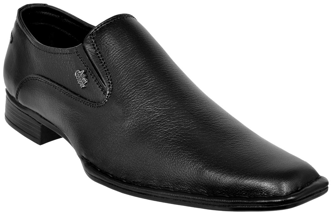 

Allen Cooper Men s Black Genuine Leather Comfortable Stylish Leather SLIPON Formal Shoes AC-1351