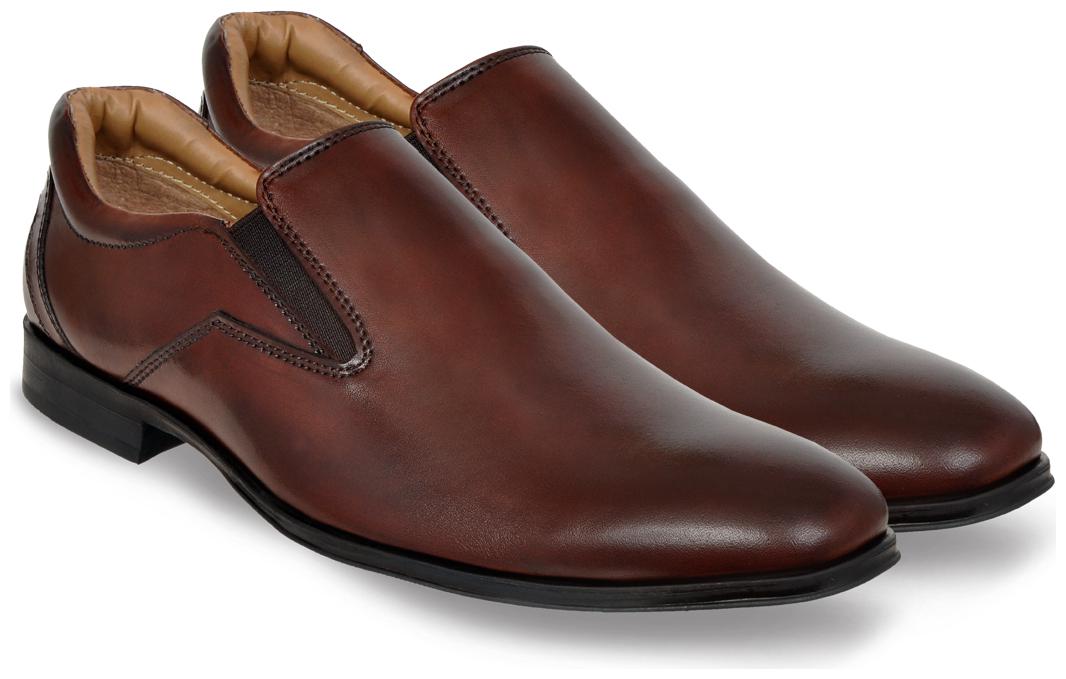 

Allen Cooper Men s Brown Genuine Leather Slip on Formal Shoes