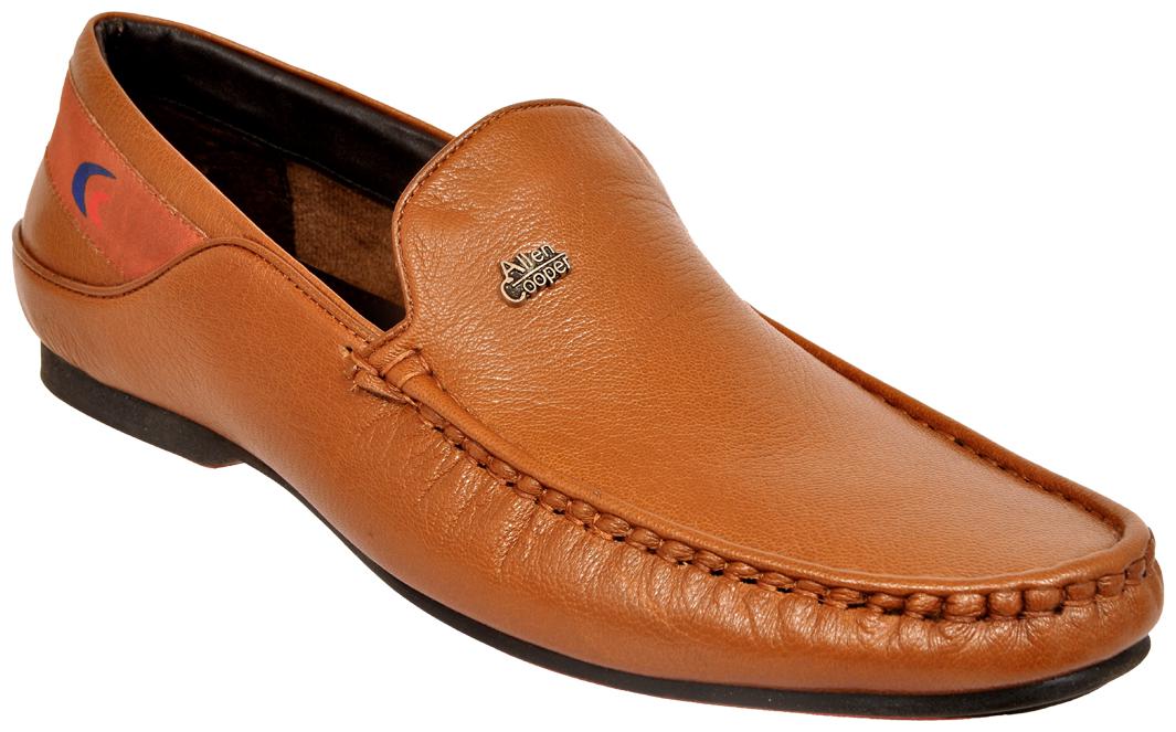 

Allen Cooper Men s Tan Genuine Leather Comfortable Stylish Leather without lace Formal Shoes AC-3001-L