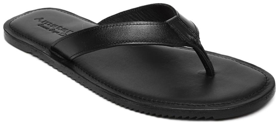 

Amster Mens Black Geniune Leather Comfort Slippers