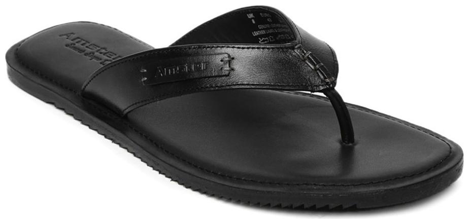 

Amster Mens Black Geniune Leather Comfort Slippers