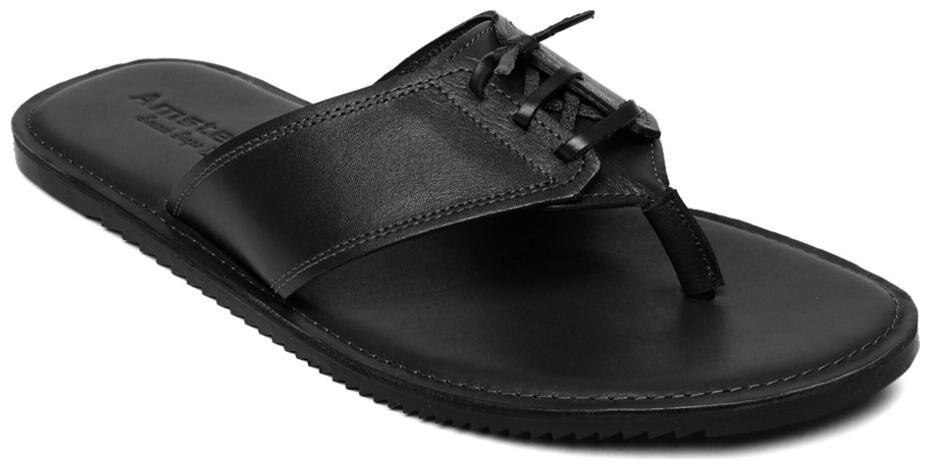 

Amster Mens Black Geniune Leather Comfort Slippers