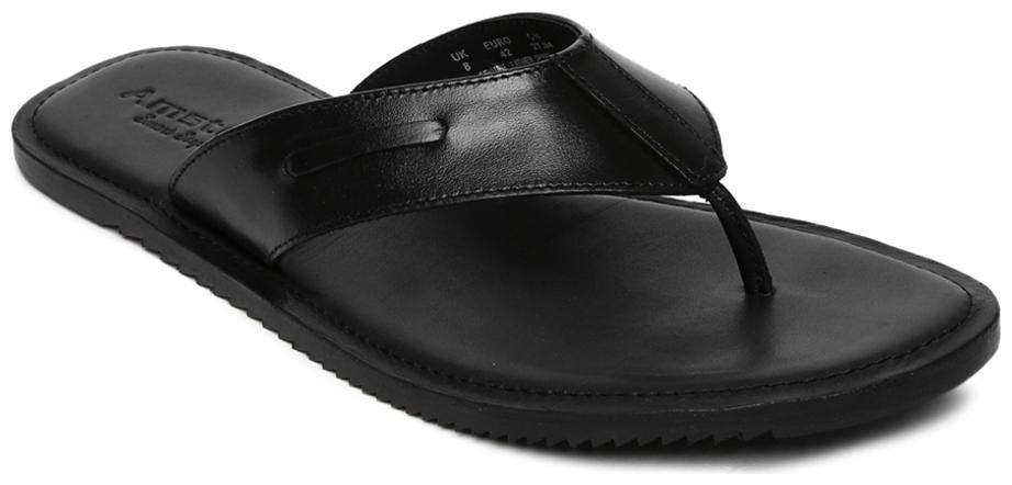 

Amster Mens Black Geniune Leather Comfort Slippers