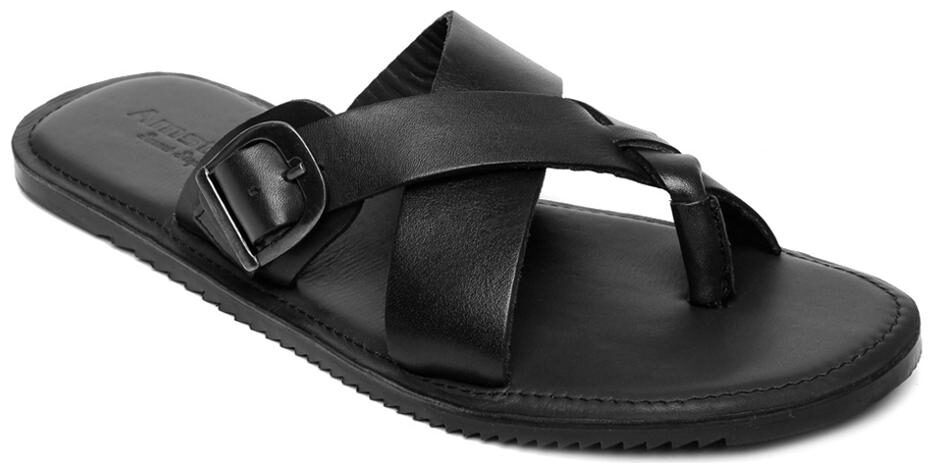 

Amster Mens Black Geniune Leather Comfort Slippers
