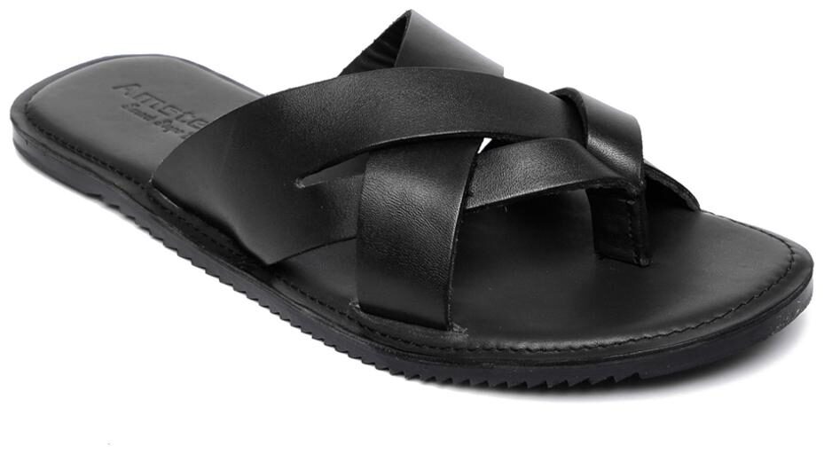 

Amster Mens Black Geniune Leather Comfort Slippers