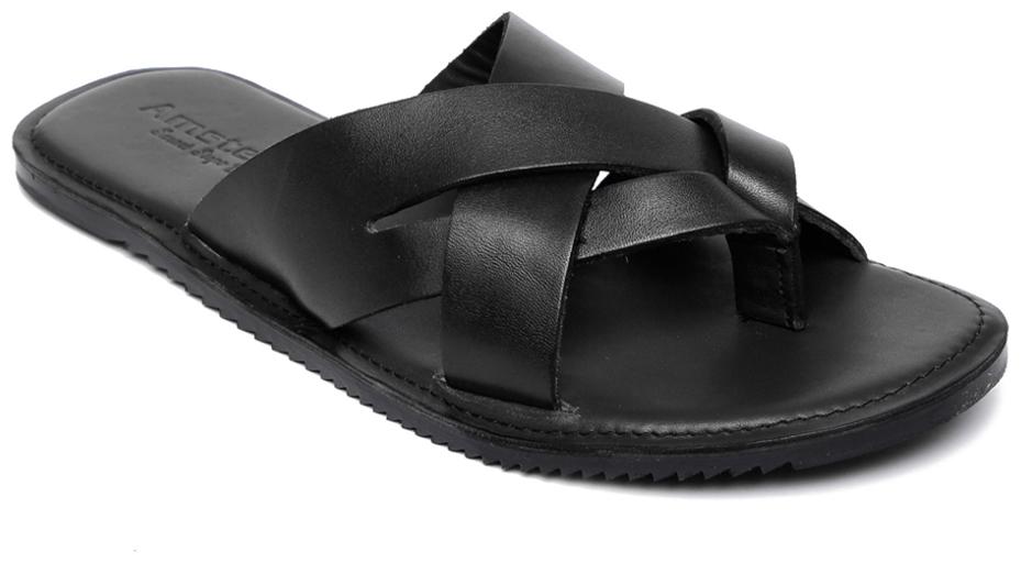 

Amster Mens Black Geniune Leather Comfort Slippers