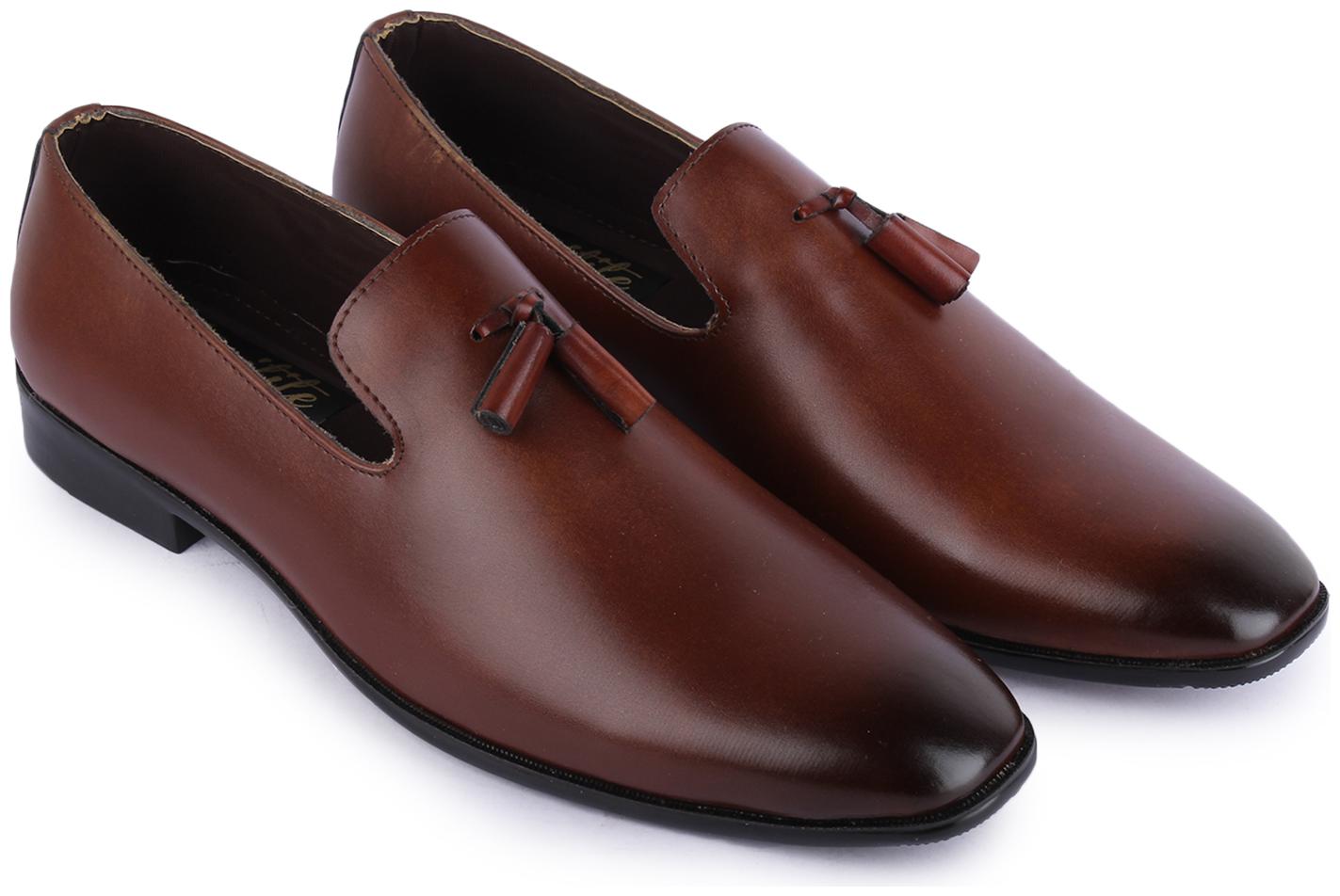 

Appitite Men s formal handmade Brown Italian Leather TPR Anti-Slip sole loafer for Party and Office wear