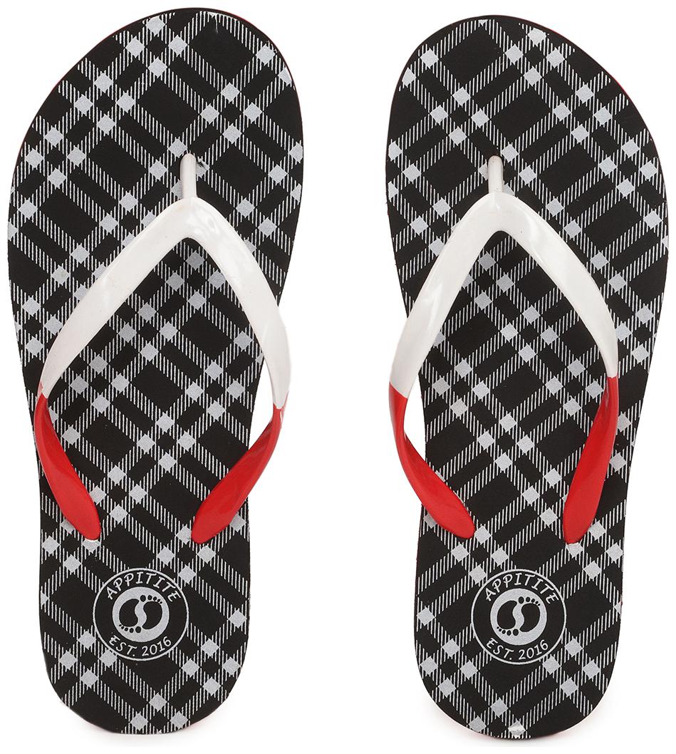 

Appitite White Print Slipper For Women (Black)