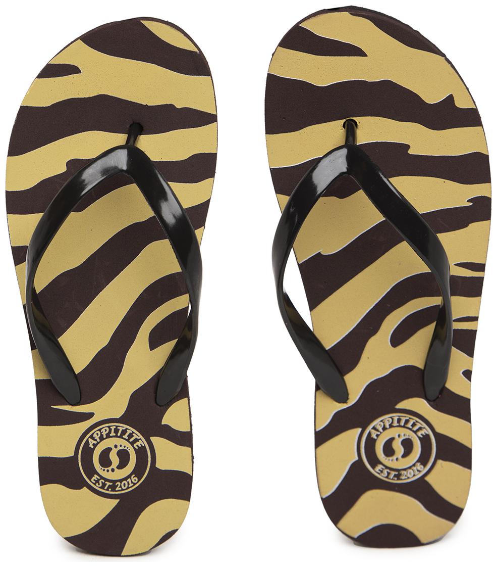 

Appitite Women Rubber Printed Flip Flops Brown