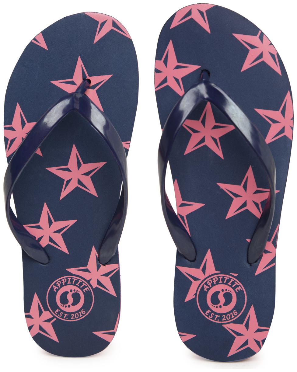

Appitite Women Rubber Printed Flip Flops Blue
