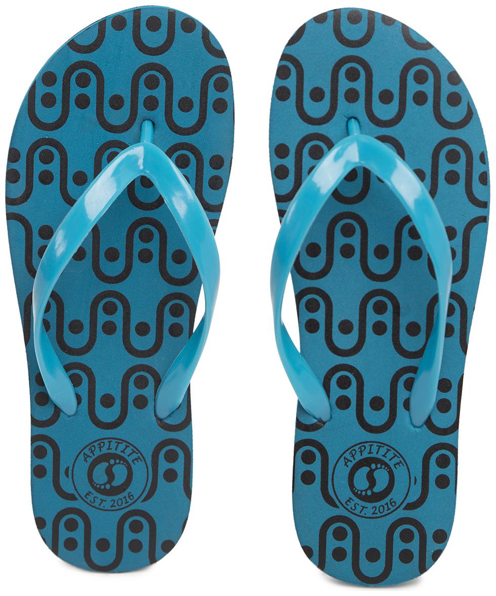 

Appitite Women Rubber Printed Flip Flops Blue