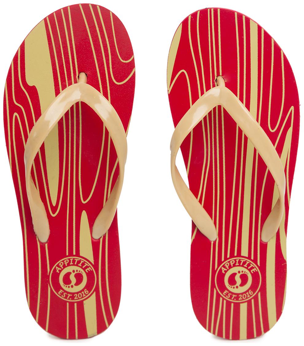 

Appitite Women Rubber Printed Flip Flops Red