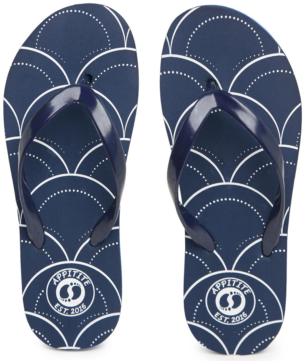 

Appitite Women Rubber Printed Flip Flops Blue