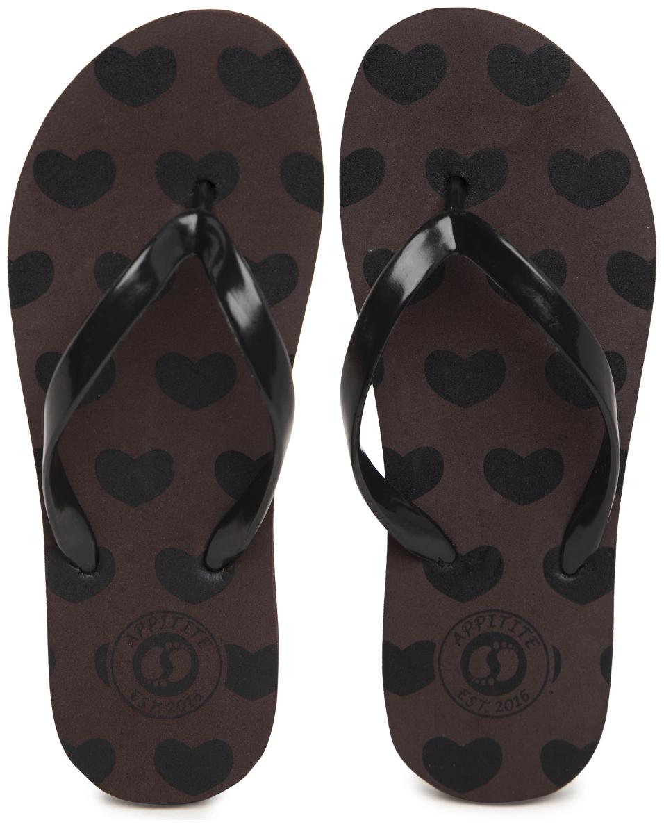

Appitite Women Rubber Printed Flip Flops Brown